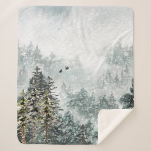 Foggy Mountain Snowy Winter Wald Wälder Ravens Sherpadecke