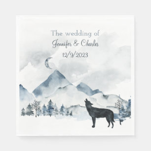 Foggy Mountain Watercolor Hochzeit Serviette
