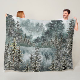 Foggy Mountain Woodland Frozen Lake Sofa Cover Fleecedecke