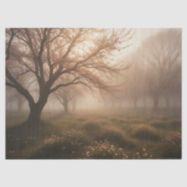 Foggy Obstgarten im Frühjahr Seidenpapier