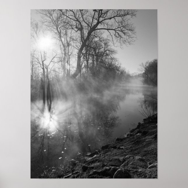 Foggy River Morning Sunrise Poster (Vorne)