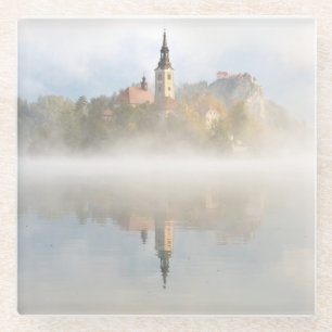 Foggy Sonnenaufgang am Bled-See Glasuntersetzer