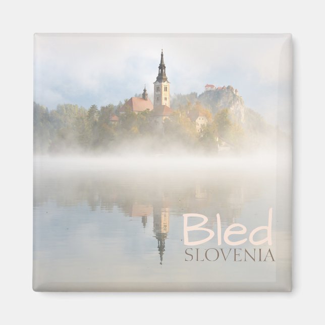 Foggy Sonnenaufgang am Bled-See Magnet (Vorne)