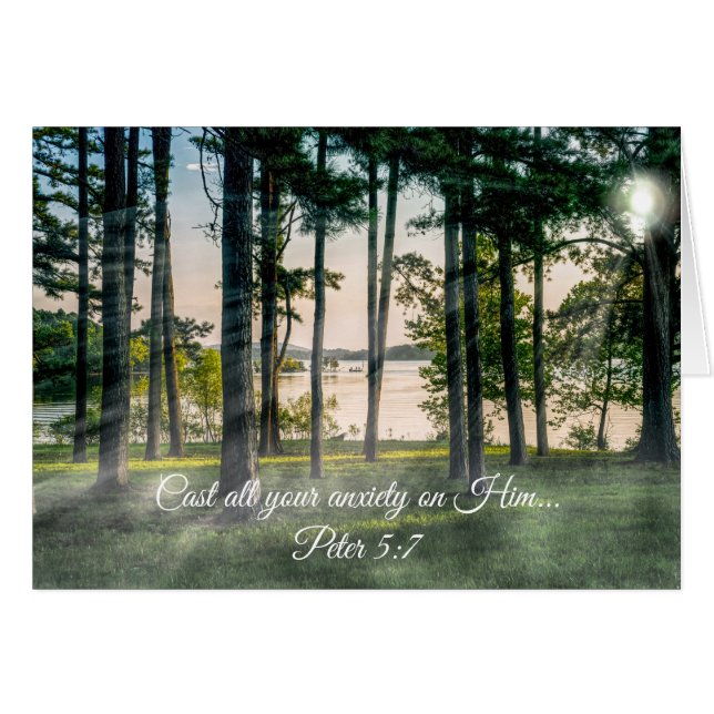 Foggy Trees an Table Rock Bible Verse Blank Card (Vorderseite (Horizontal))