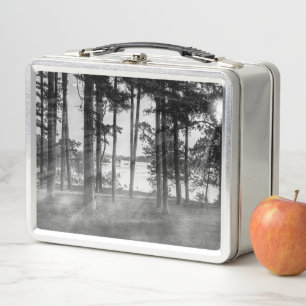 Foggy Trees an Table Rock Graustufen Metall Brotdose