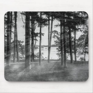 Foggy Trees an Table Rock Graustufen Mousepad