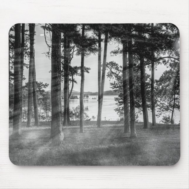 Foggy Trees an Table Rock Graustufen Mousepad (Vorne)