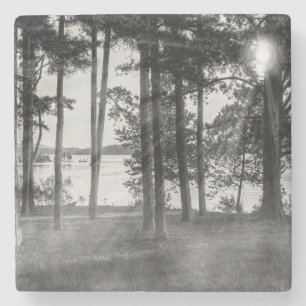 Foggy Trees an Table Rock Graustufen Steinuntersetzer