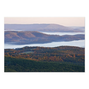 Foggy valleys and fall foliage in Ozark Fotodruck