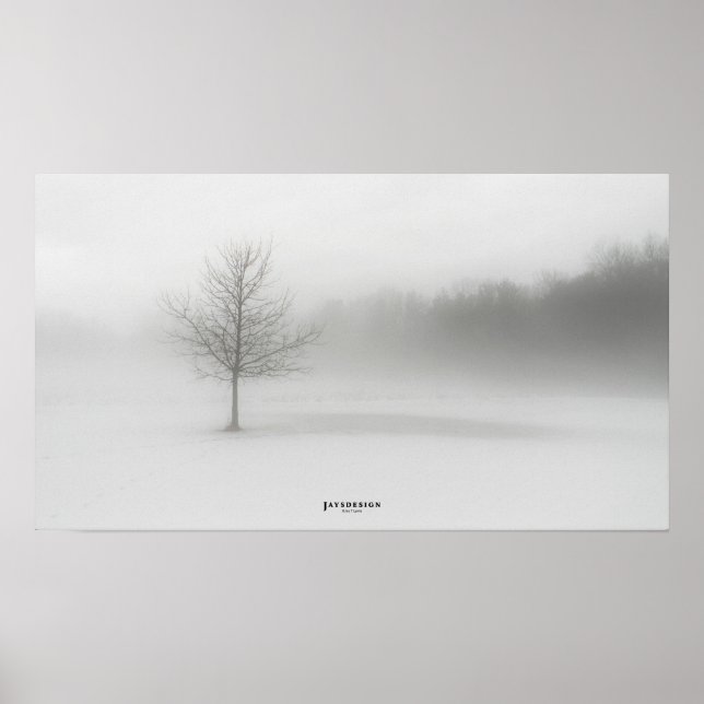 Foggy Winter Landschaftsposter Monochrome Poster (Vorne)