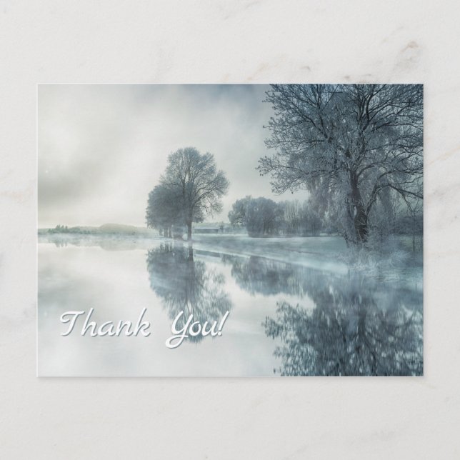 Foggy Winter Szene eines Sees, mit Bäumen, und Sky Postkarte (Vorderseite)