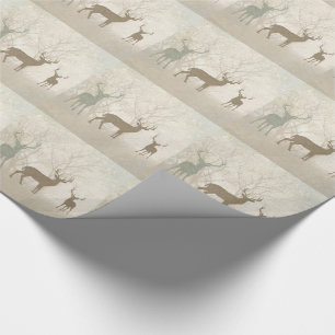 Foggy Woodland Szene mit Soft Deer Silhouetten Geschenkpapier
