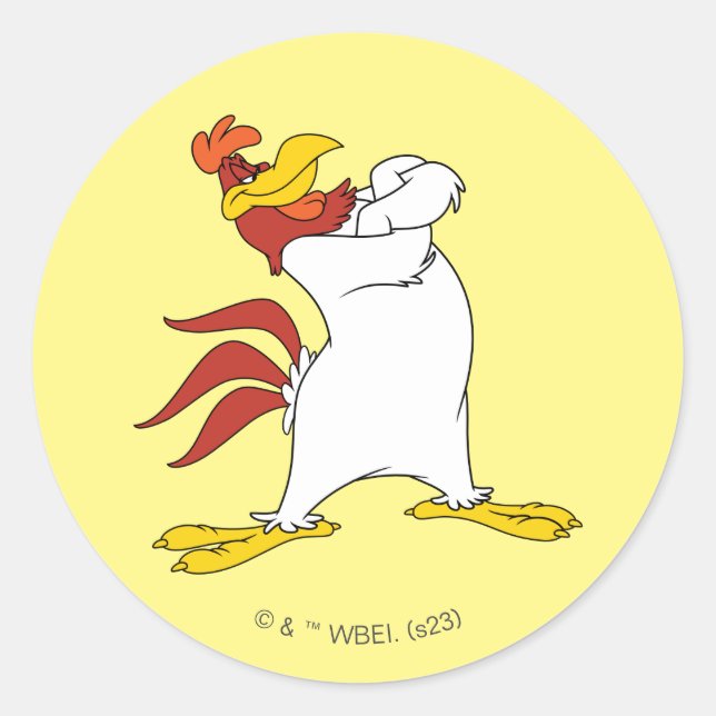 Foghorn Leghorn Arms Crossed Runder Aufkleber (Vorderseite)