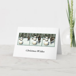 Fohlen-u. Schneemann-Weihnachtskarte Feiertagskarte