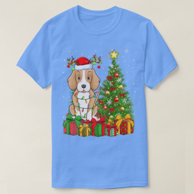 Fohound Dog Lighting Xmas Tree Weihnachtsmannmütze T-Shirt (Design vorne)