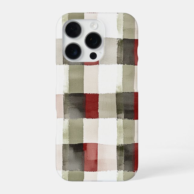 Föhren Grün Elfenbein Rot Streifen  iPhone Hülle (Rückseite)