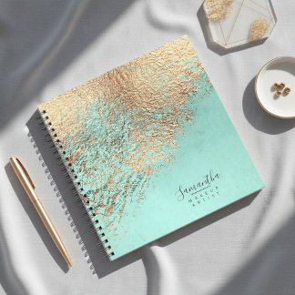 Foil Abstrakt Gold Aquamarin ID775 Notizbuch