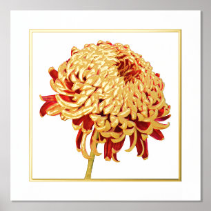 Foil Accent Red & Gold Mum Print Poster