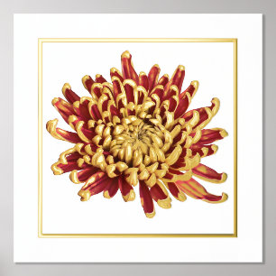 Foil Accent Red & Gold Mum Print Poster