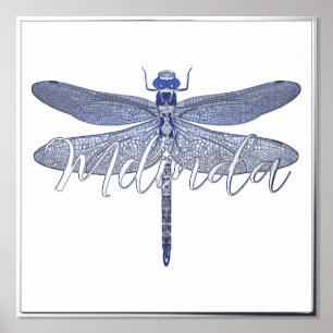 Foil Accented Dragonfly & Personalization Print Foliendrucke