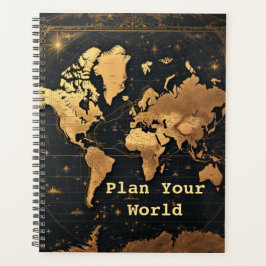 Foil-Accented World Map | Antique Cartography Gold Planer