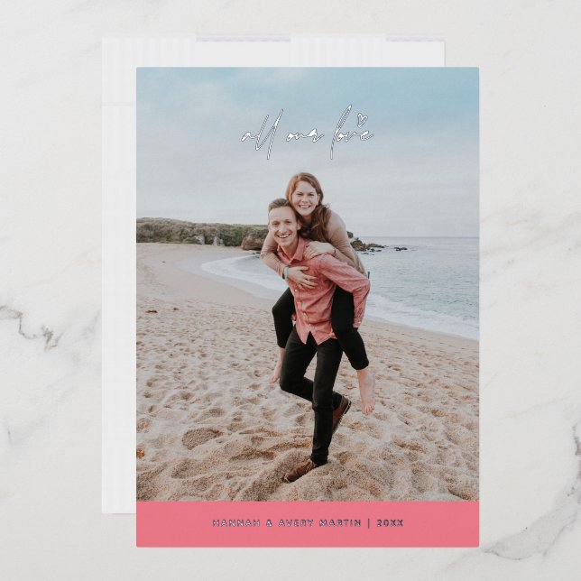 Foil all our Liebe Valentine's Day Card - Pink Folieneinladung (Briefumschlag)