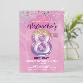 Foil Balloon 8. Geburtstag Einladung