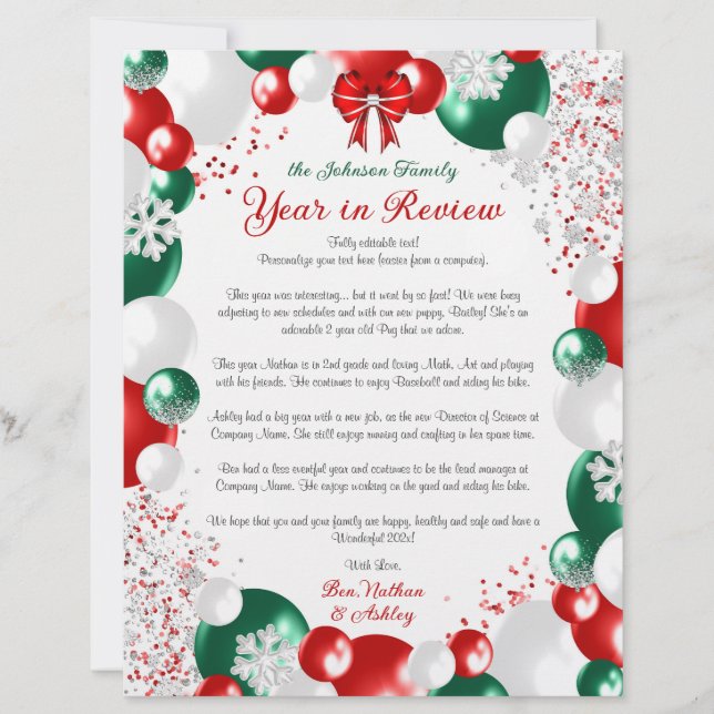 Foil Balloon Christmas Letter Template Stationary Briefbogen (Vorderseite)