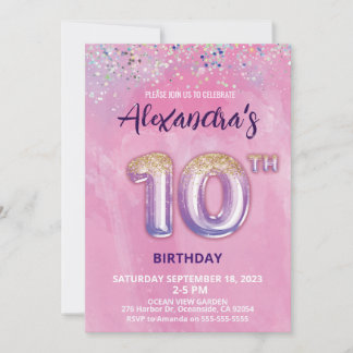Foil Balloon Einladung zum 10. Geburtstag
