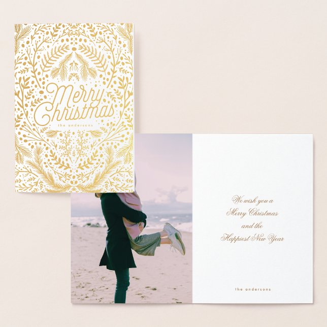 Foil Berries Foliage Frohe Weihnachts-Foto Thema Folienkarte (Von Creator hochgeladen)