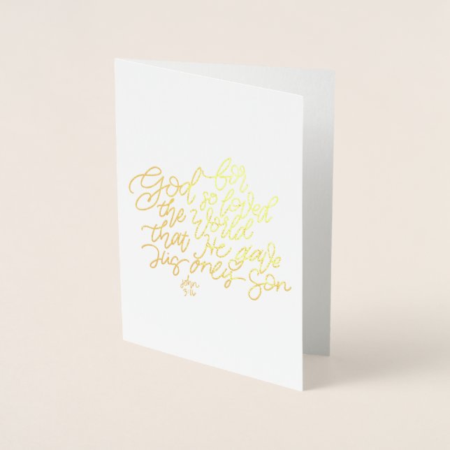 Foil Bible verse card, John 3:16 Folienkarte (Vorderseite)