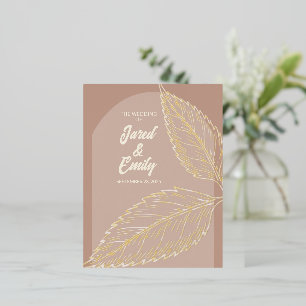 Foil Blätter Soft Mocha Wedding Einladung Postcard