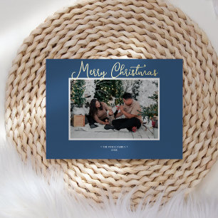FOIL Blue Holly Jolly Merry Christmas News Foto Folien Feiertagskarte