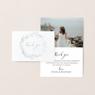 Foil Botanical Wreath Wedding Foto Danke Karte