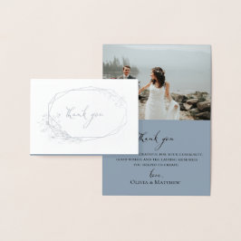 Foil Botanical Wreath Wedding Foto Danke Karte