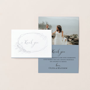 Foil Botanical Wreath Wedding Foto Danke Karte