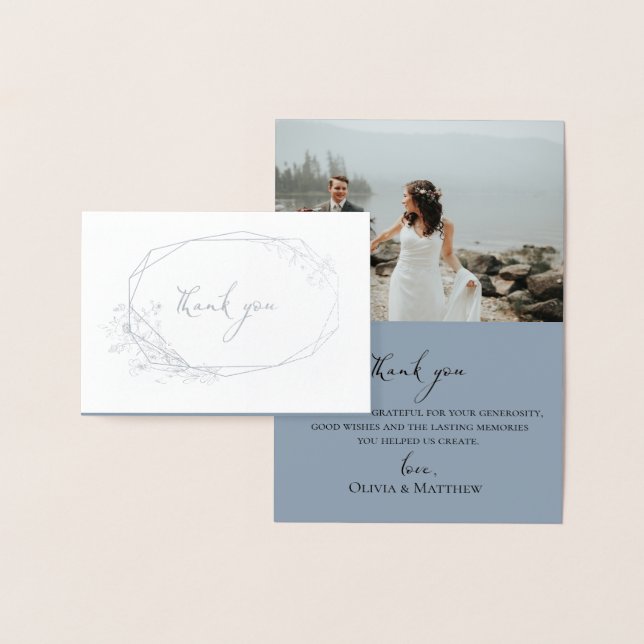 Foil Botanical Wreath Wedding Foto Danke Karte (Anzeige)