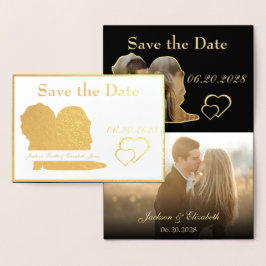 Foil Bridge and Groom Wedding Save the Date Foto Folienkarte