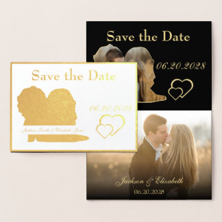 Foil Bridge and Groom Wedding Save the Date Foto Folienkarte