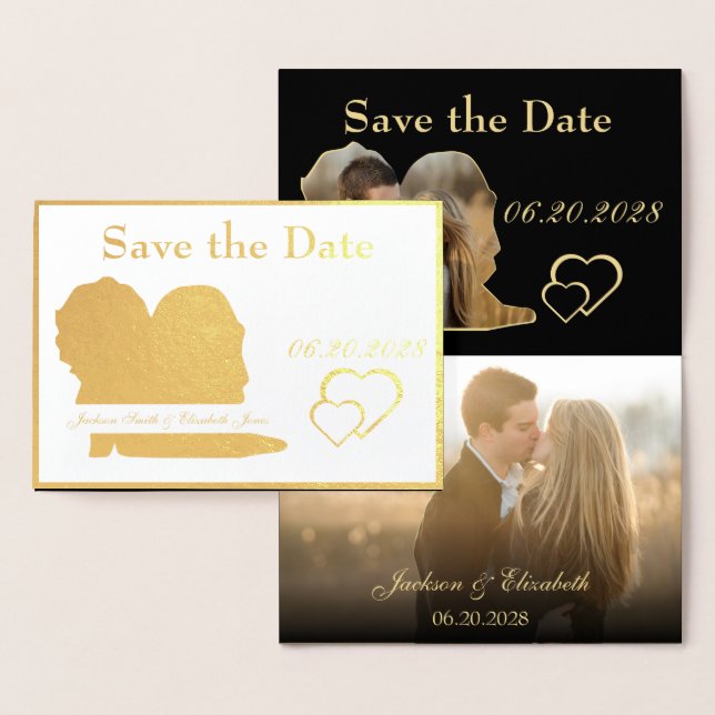 Foil Bridge and Groom Wedding Save the Date Foto Folienkarte (Anzeige)