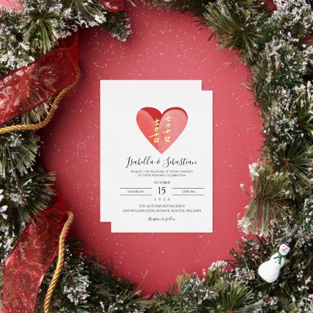 Foil Chinese Wedding Character Invitation Folieneinladung (Insitu)