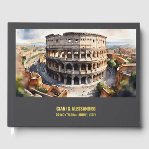 Foil Colosseum Aquarell Hochzeit in Urlaubsort Rom Gästebuch