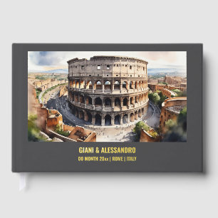 Foil Colosseum Aquarell Hochzeit in Urlaubsort Rom Gästebuch