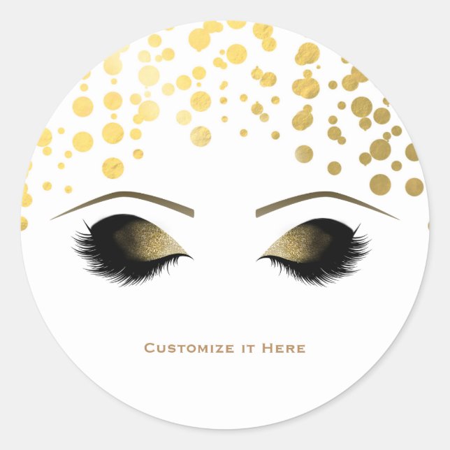 Foil Confetti Dots Gold Makeup Eyelashes Glam Runder Aufkleber (Vorderseite)
