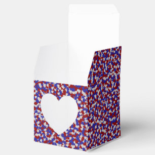 Foil Confetti Hearts, Patriotic-FAVOR BOX, sq hrt Geschenkschachtel