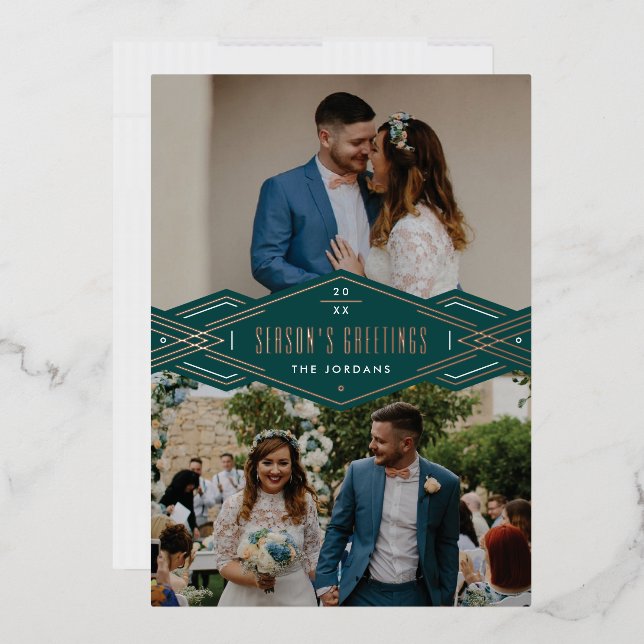 Foil Deko Band 2-Foto-Urlaubskarte - Green Folieneinladung (Briefumschlag)