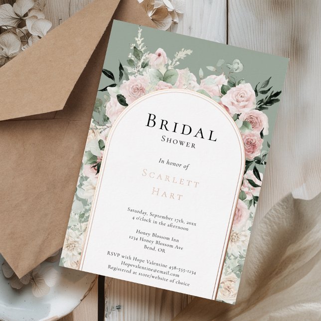 FOIL Dusty Rose Gold Arch Sage Brautparty Folieneinladung (Von Creator hochgeladen)