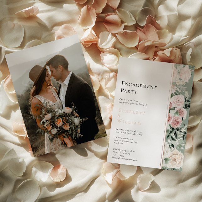 FOIL Dusty Rose Gold Moderne Foto Engagement Party Folieneinladung (Von Creator hochgeladen)