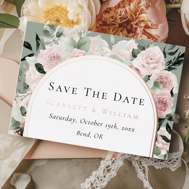FOIL Dusty Rose Gold Wedding Save the Date Card Folie Einladungspostkarte (Von Creator hochgeladen)