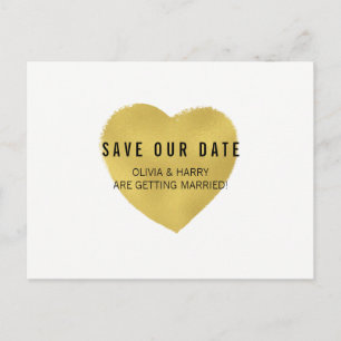 Foil Effect Gold Heart Save the Date Postkarte